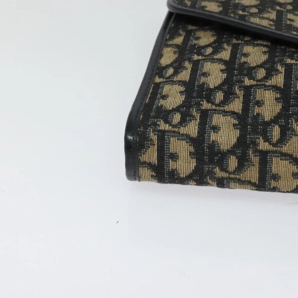 Christian Dior Trotter Canvas Chain Shoulder Bag Navy Gold Auth - Picture 2 of 15